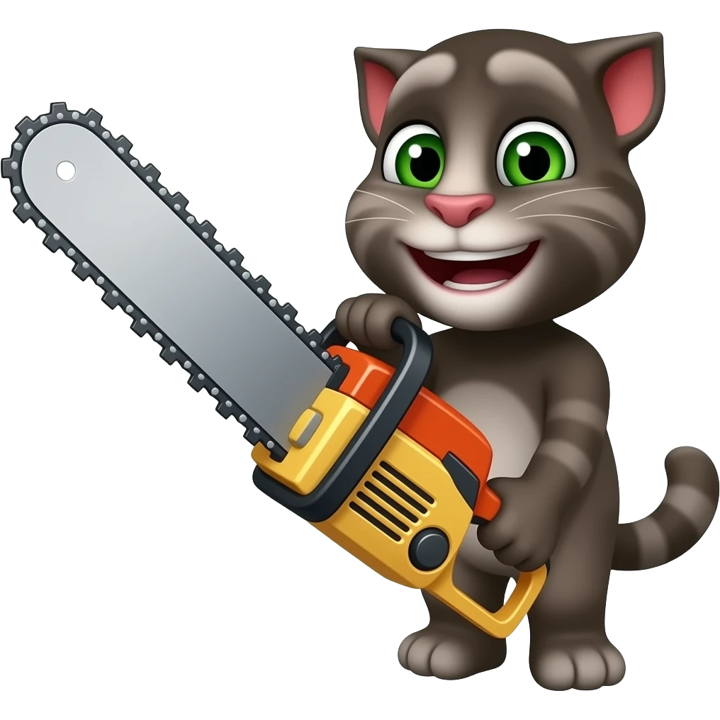 Chainsaw wish Talking Tom and hand emoji