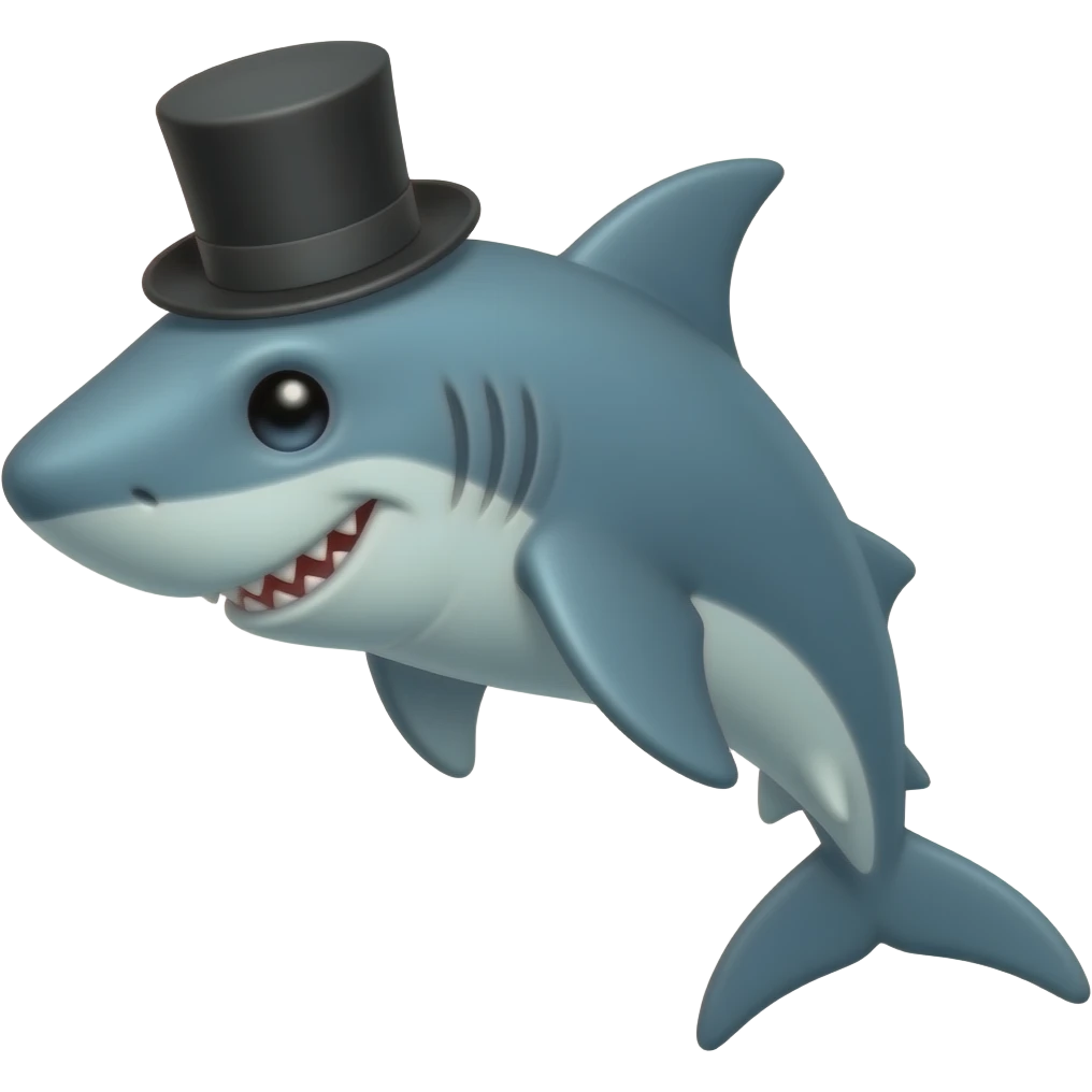 Shark with a top hat emoji