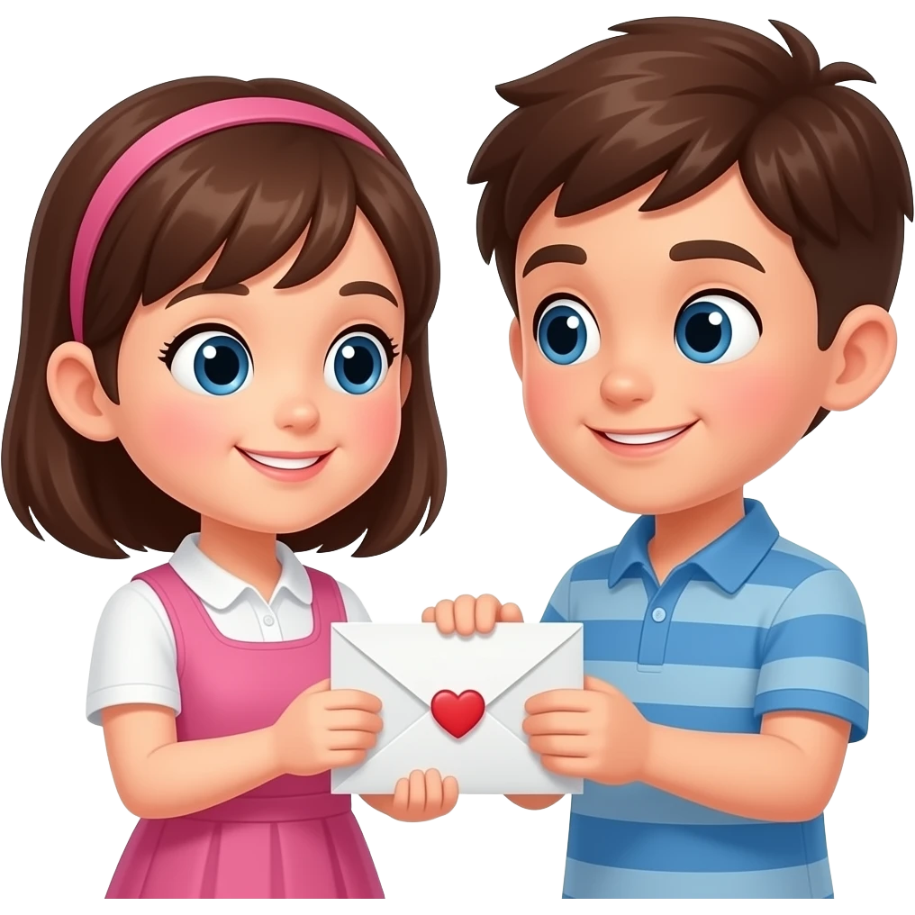 Girl and boy send emoji