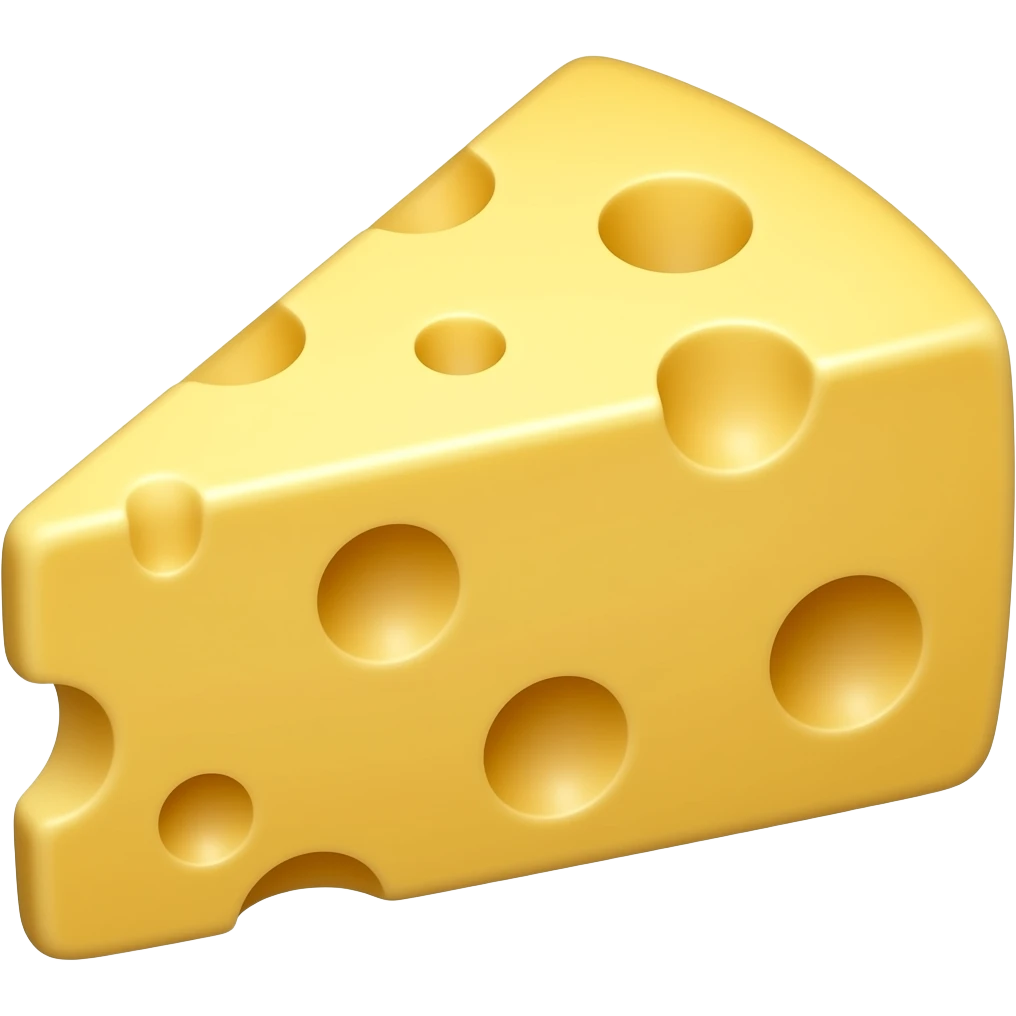 Create high-quality glossy emojis with a vibrant modern style.Make the emojis look premium, shiny, and eye-catching with bright highlights, smooth gradients, soft reflections, and glowing details. Cheese  emoji emoji