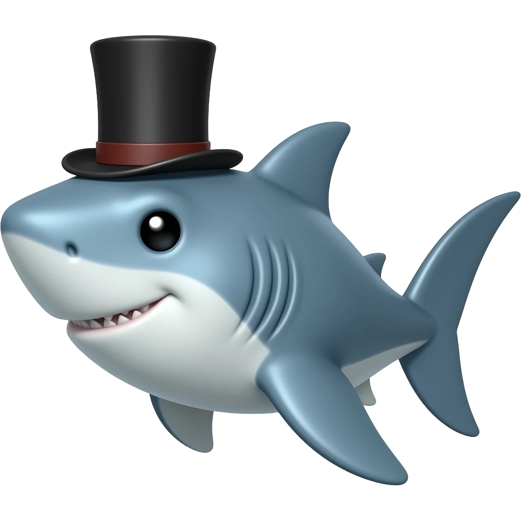 Shark with a top hat emoji