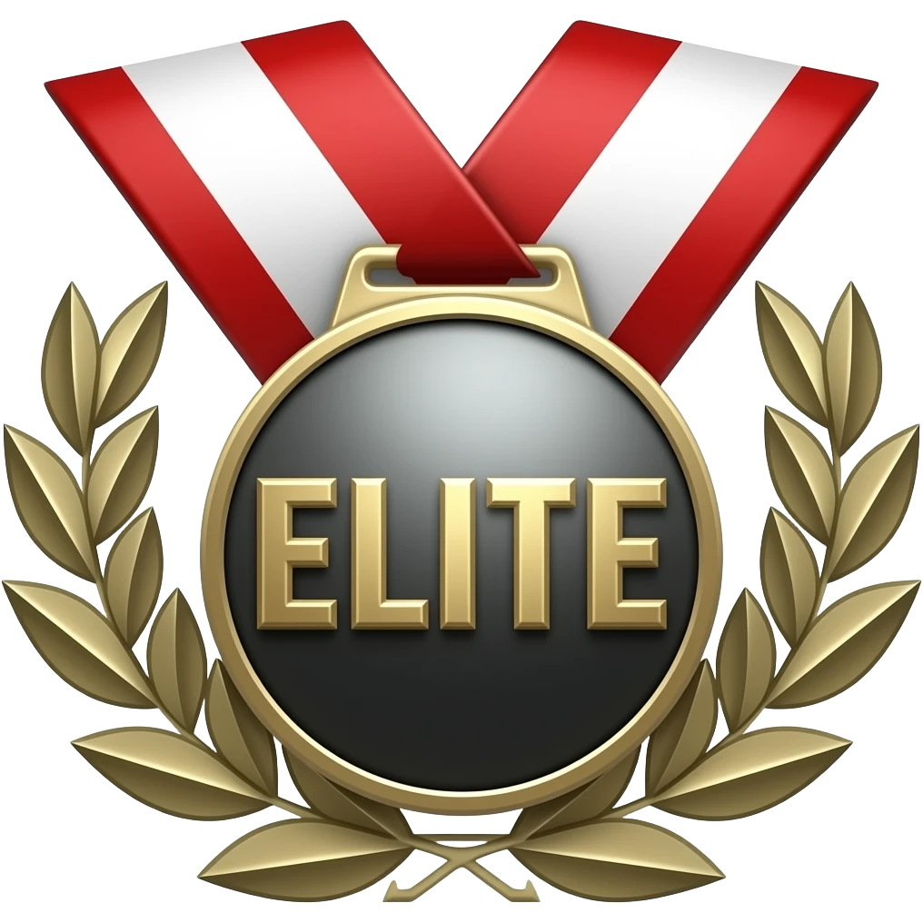 Black and red elite medal emoji