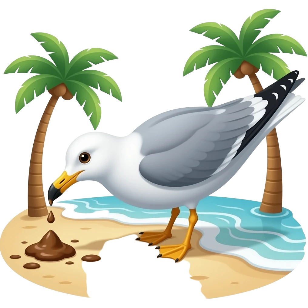🌴🌊🦤🌴🌀🌊 seagull poop drop oh yuck emoji