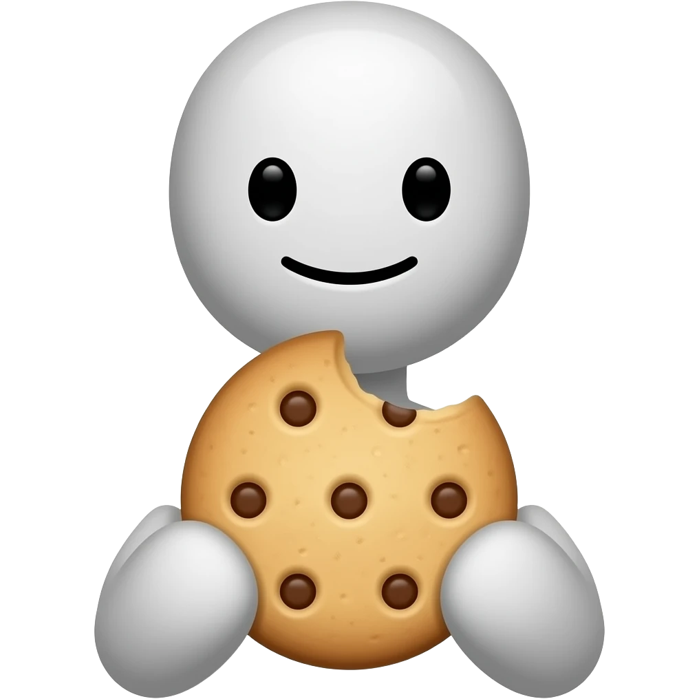 A Stickman has a Cookie emoji