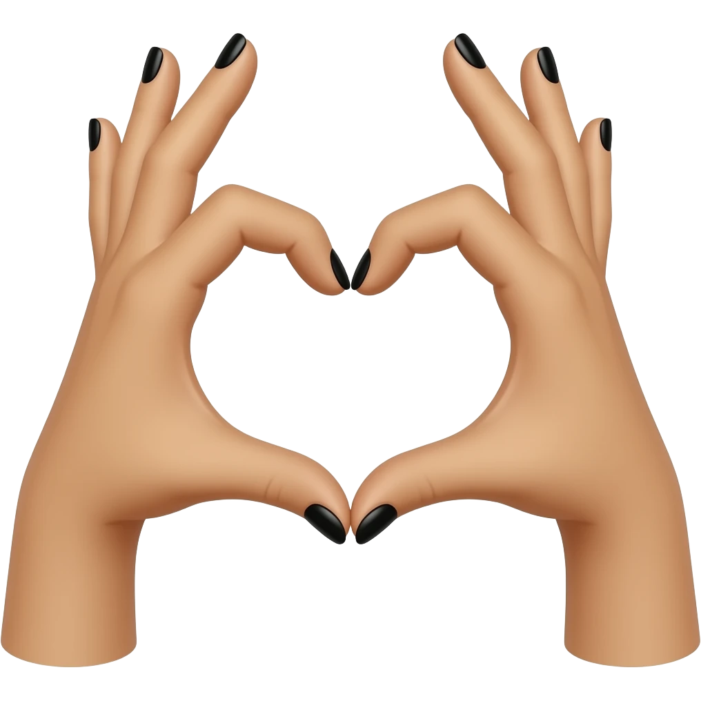 hands making heart, black nails emoji