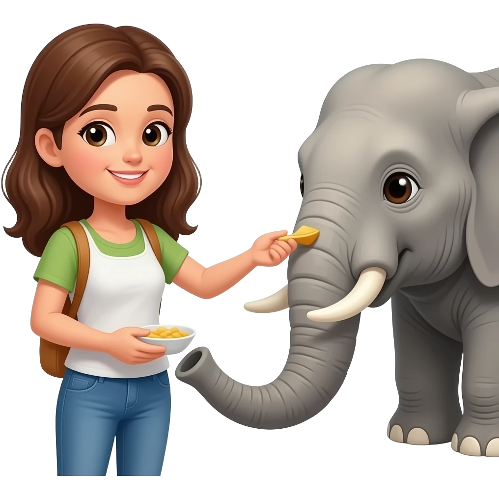Woman in feeding elephant 3d emoji emoji
