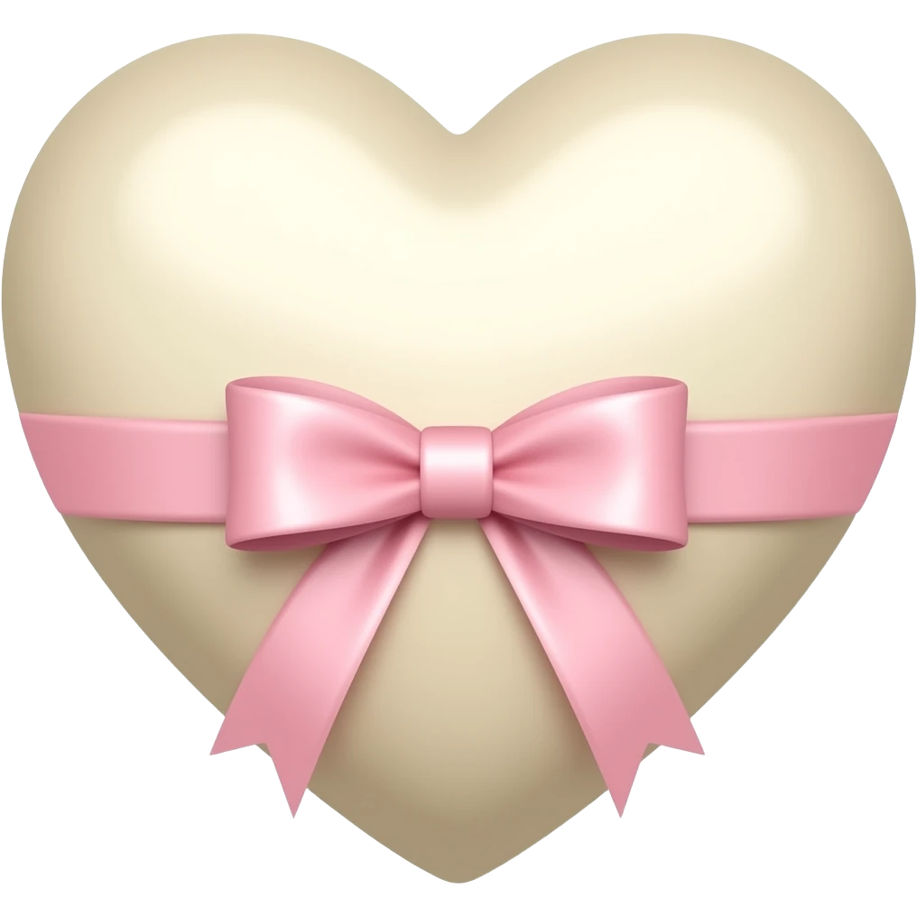 Cœur baige avec un ruban rose clair emoji