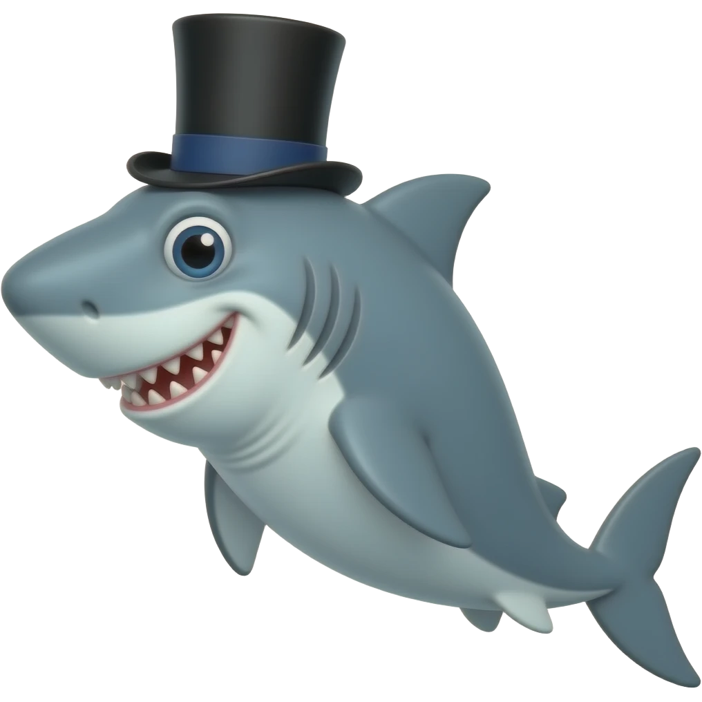 Shark with a top hat emoji
