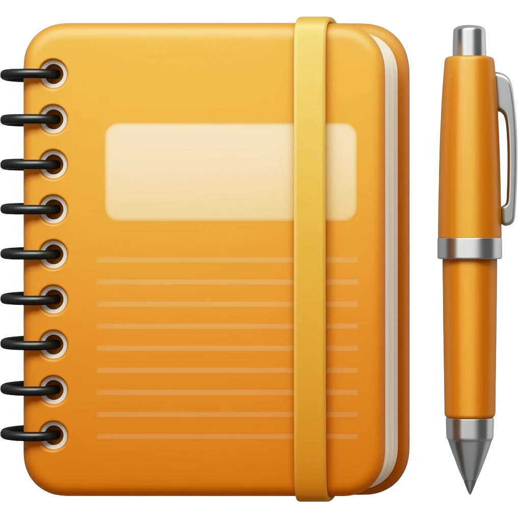 orange notebook and pen emoji