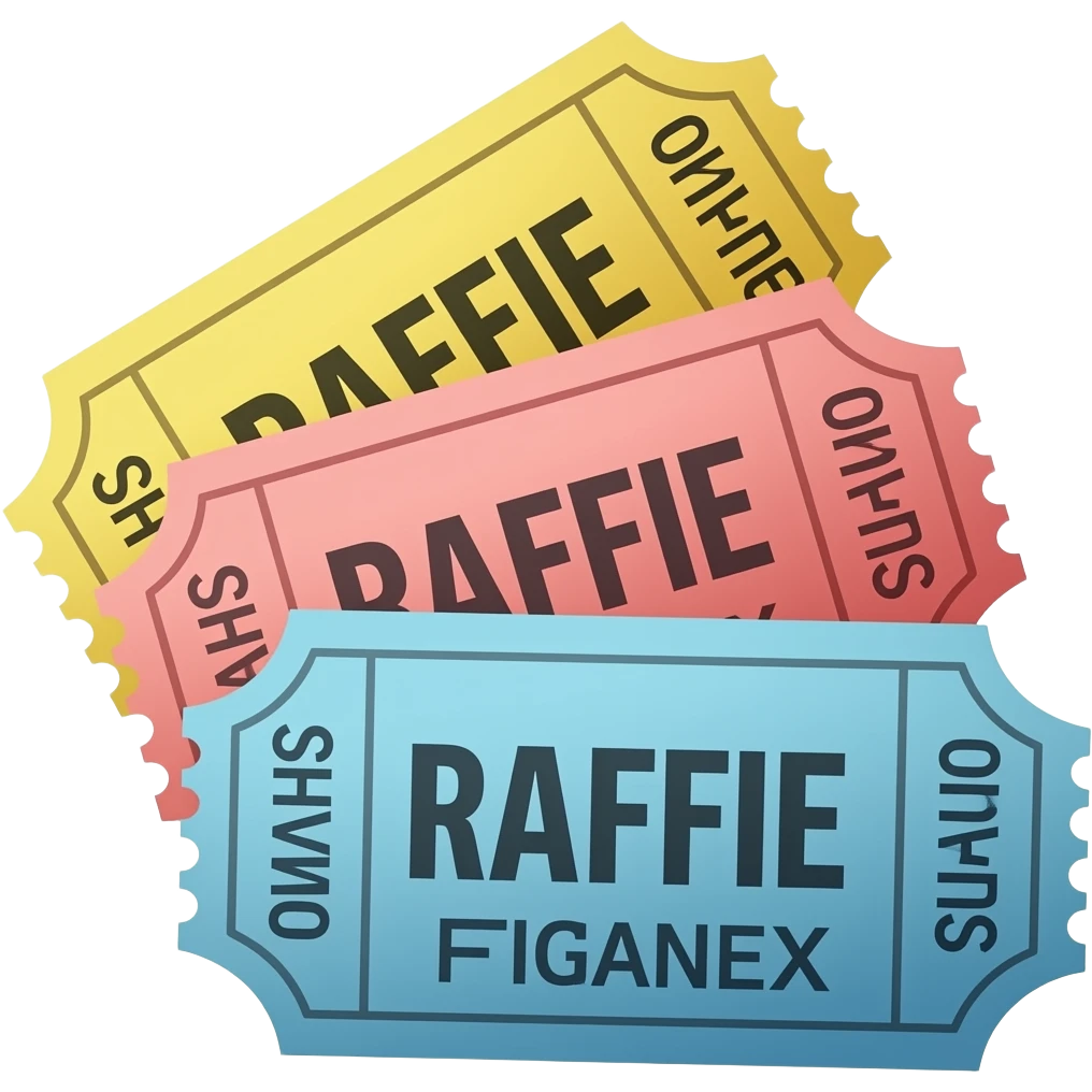 3 different color raffle tickets emoji