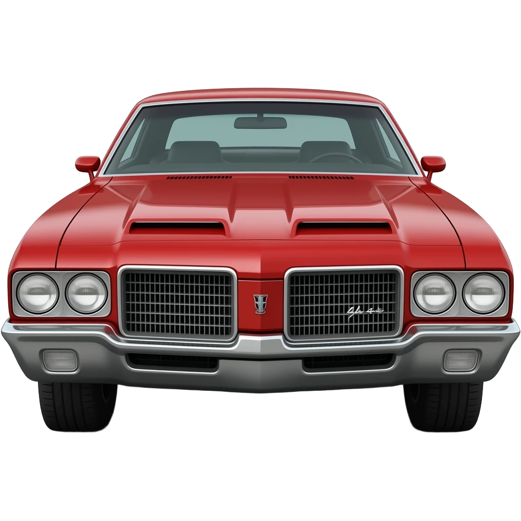 Red 1970 Oldsmobile 442 , hyper real, highly detailed emoji