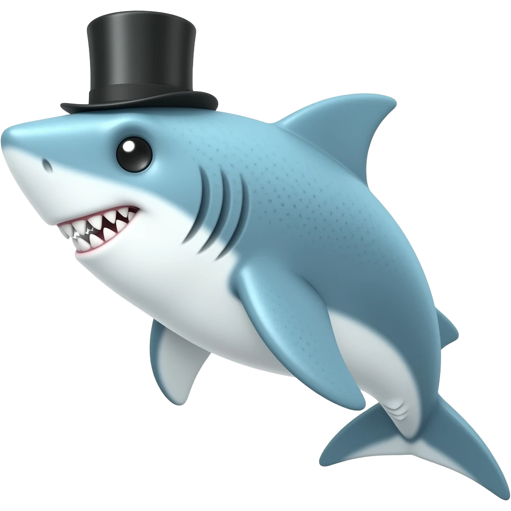 Shark with a top hat emoji