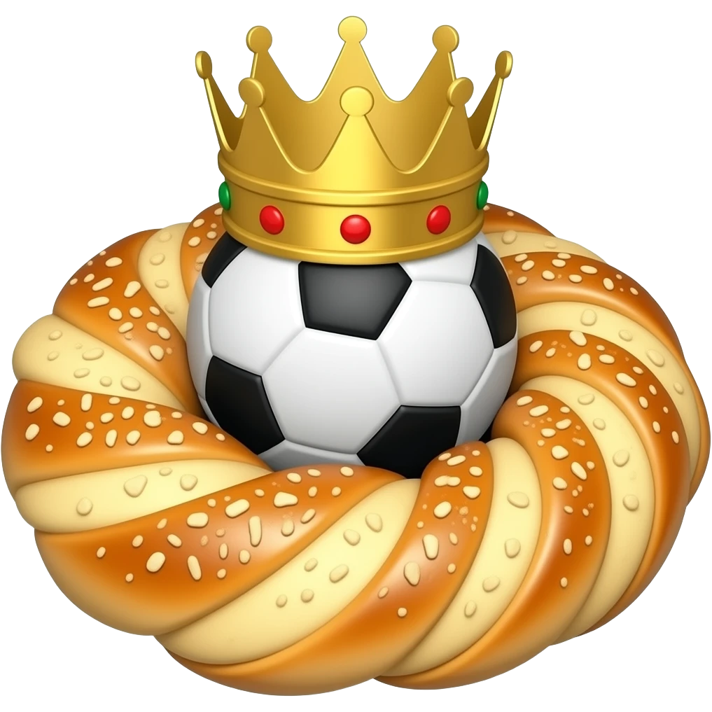 Rosca de reyes que tenga un balón de futbol en lugar de una corona emoji