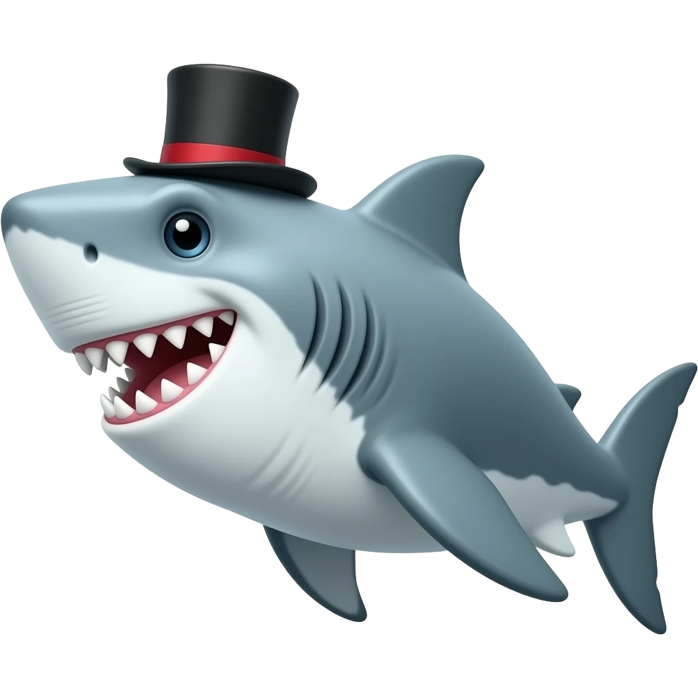 Shark with a top hat emoji