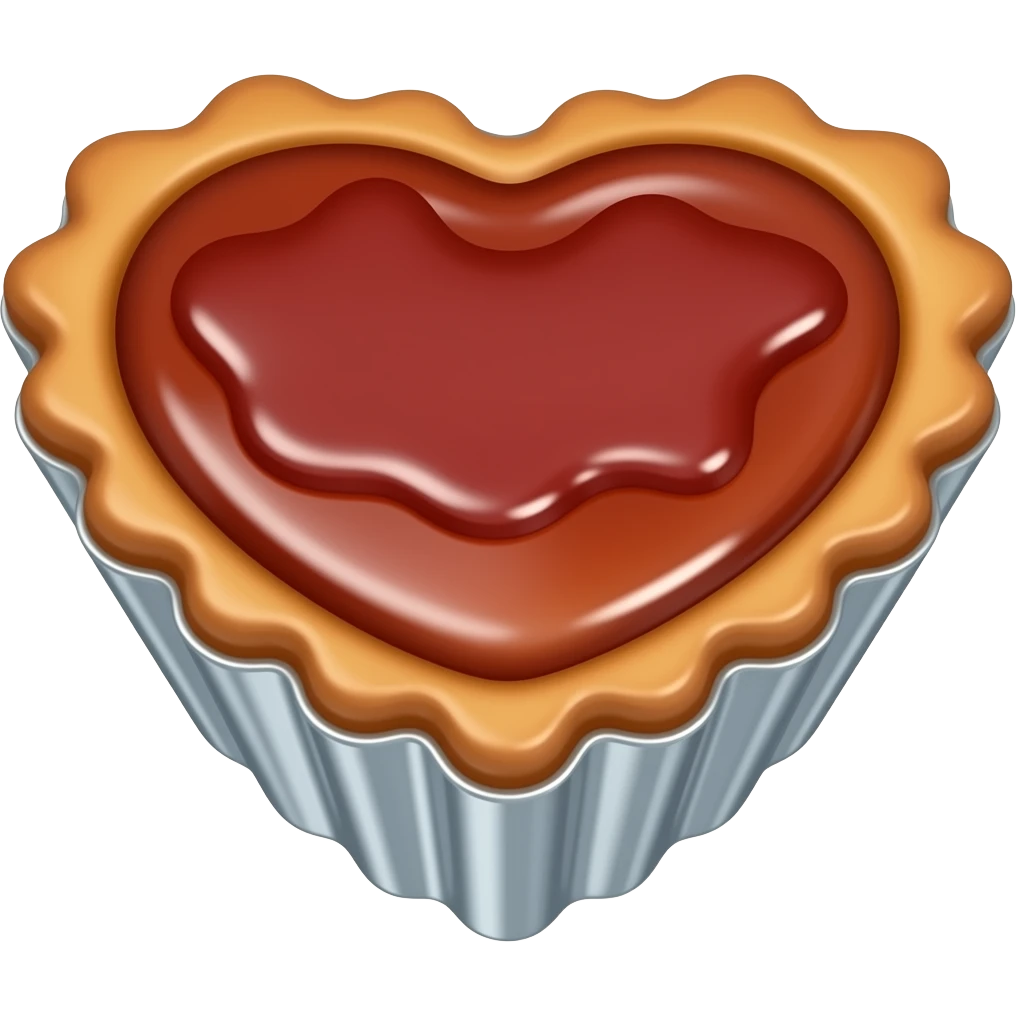 3D chrome luxury heart shaped pastry pie with jam minimalist style emoji