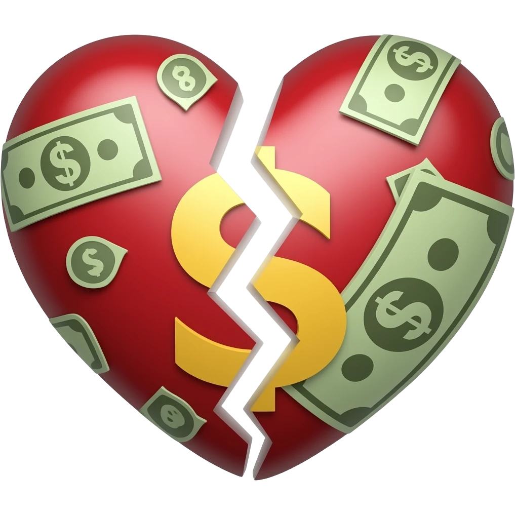 broken heart with money emoji