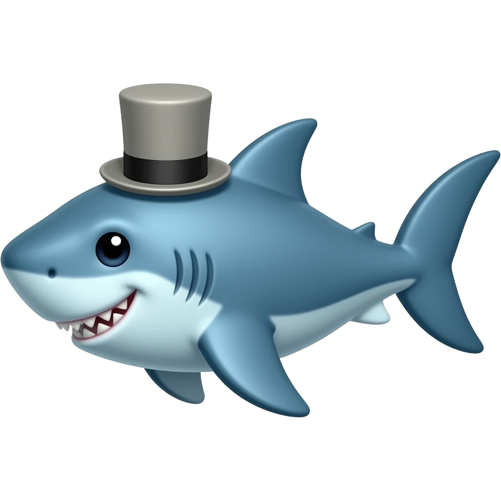 Shark with a top hat emoji