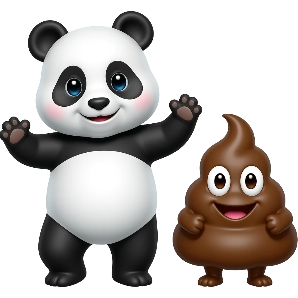 Panda and Mr poop dancing emoji