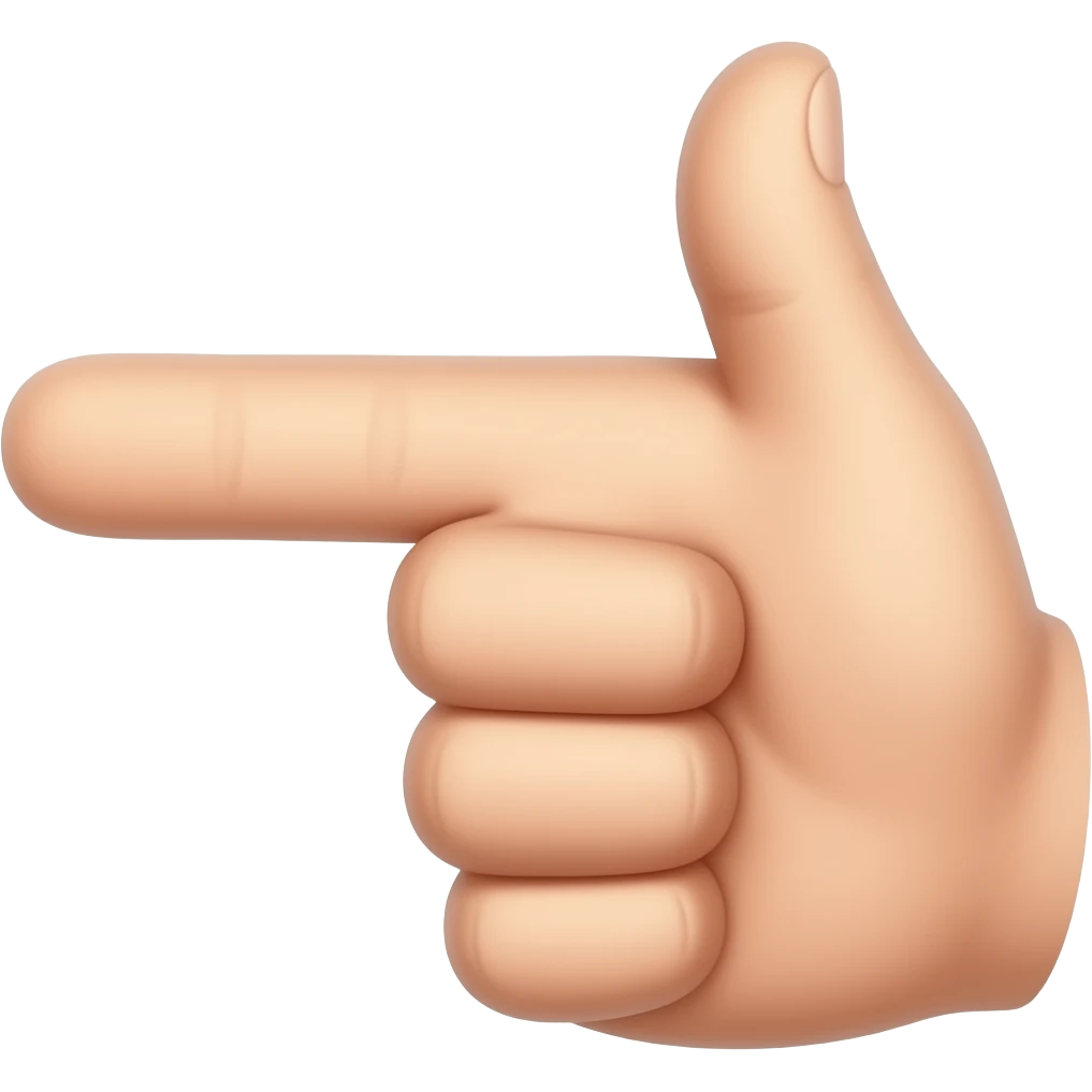 엄지 검지 중지로 총 모양을 만들고 약지 소지는 접은 모양 만들어줘 emoji
