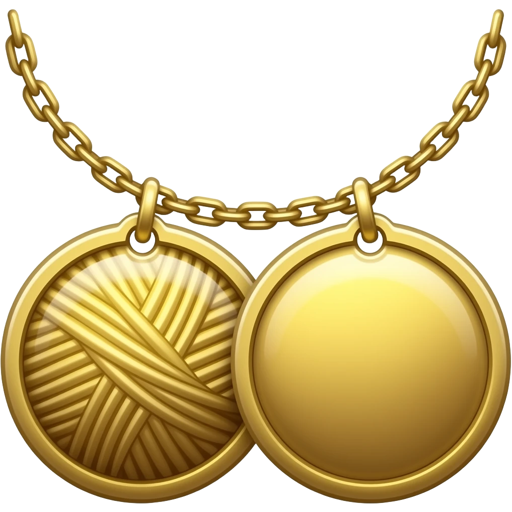Open ended golden thread with two embossed circular discs as pendants golden emoji