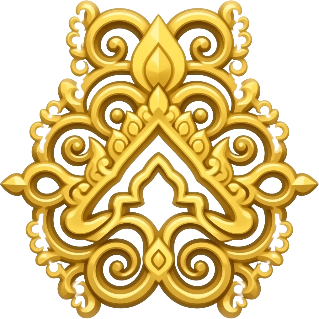 Decorative vertical line with swirls and temple emoji
