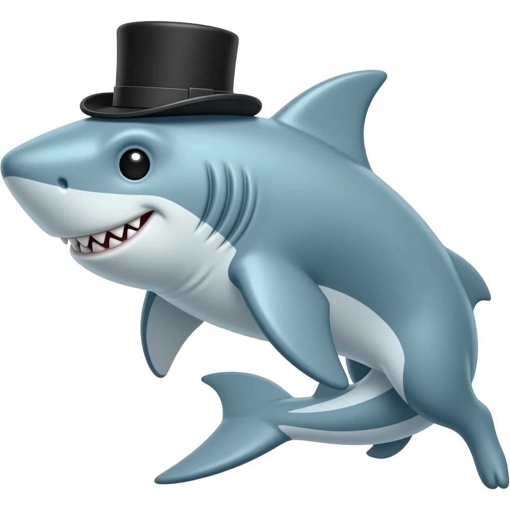 Shark with a top hat emoji