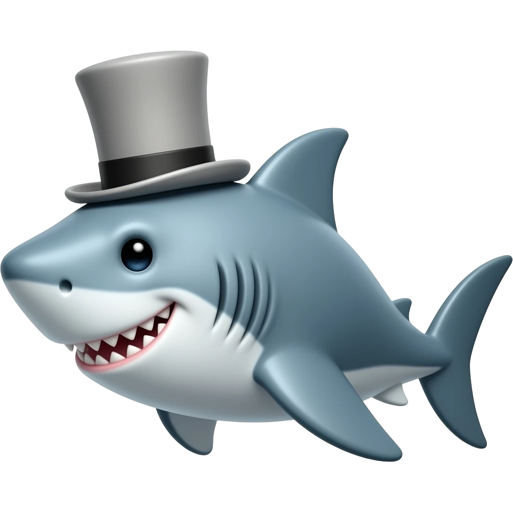 Shark with a top hat emoji