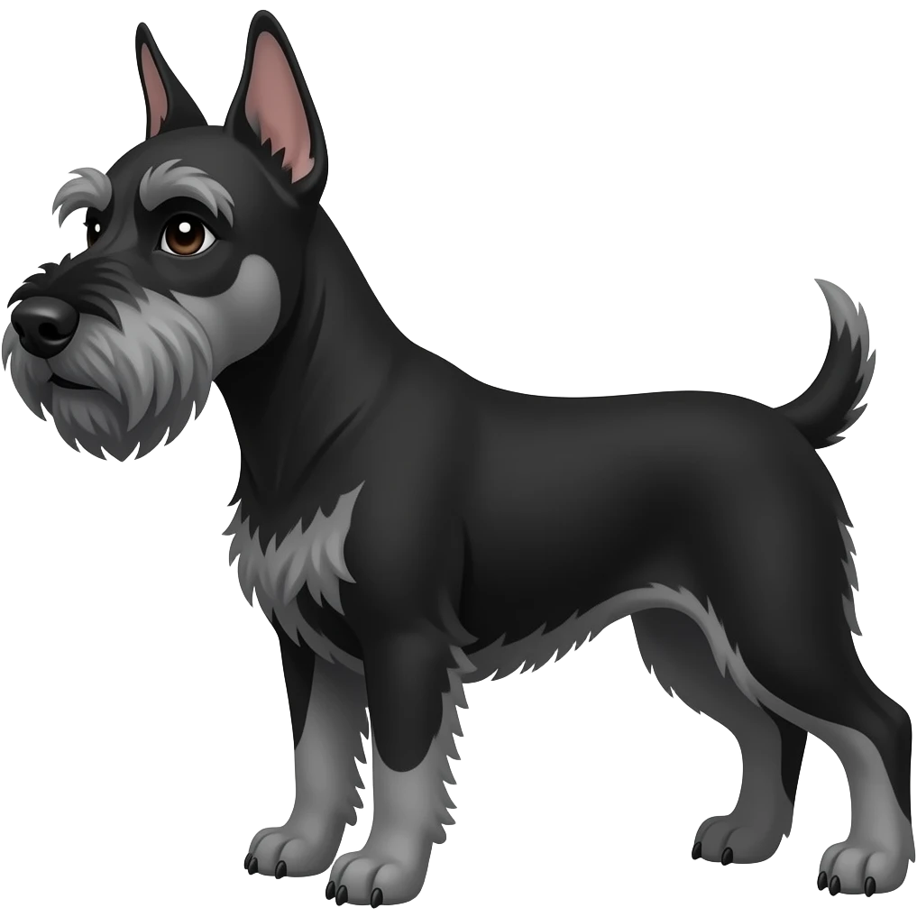 Black schnauzer dog black face cropped ears and cropped tail emoji