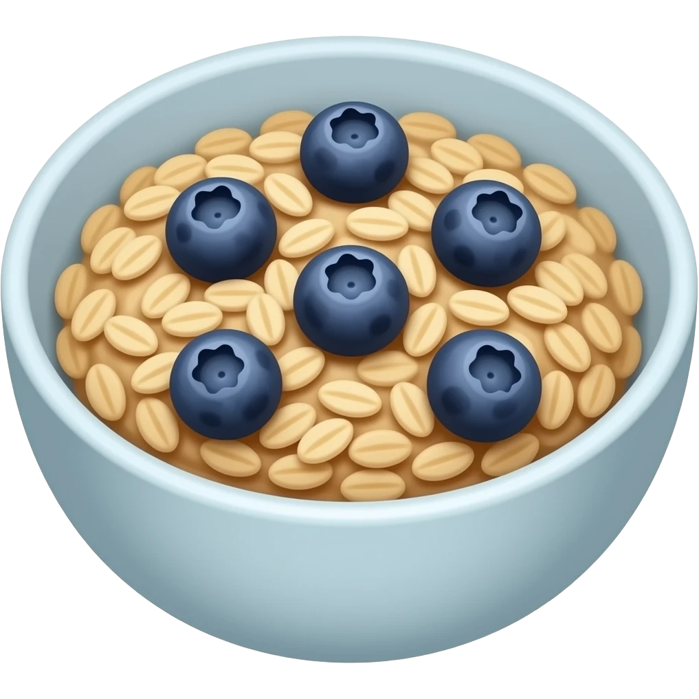 an oatmeal dish with blueberries emoji