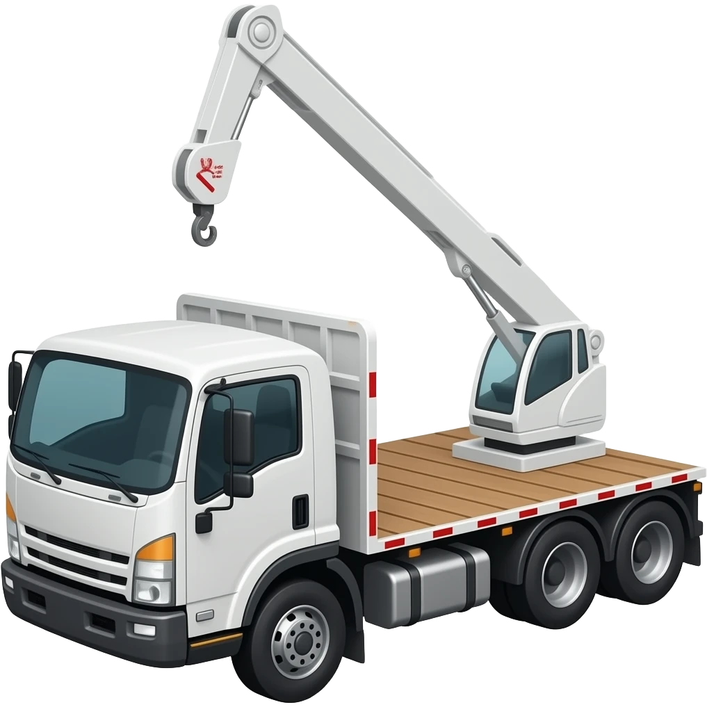 white construction material delivery truck flatbed with hiab emoji
