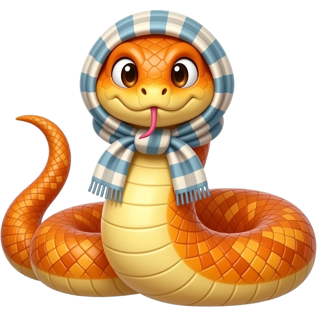 Fatty fool snake with scarf on head orange color emoji