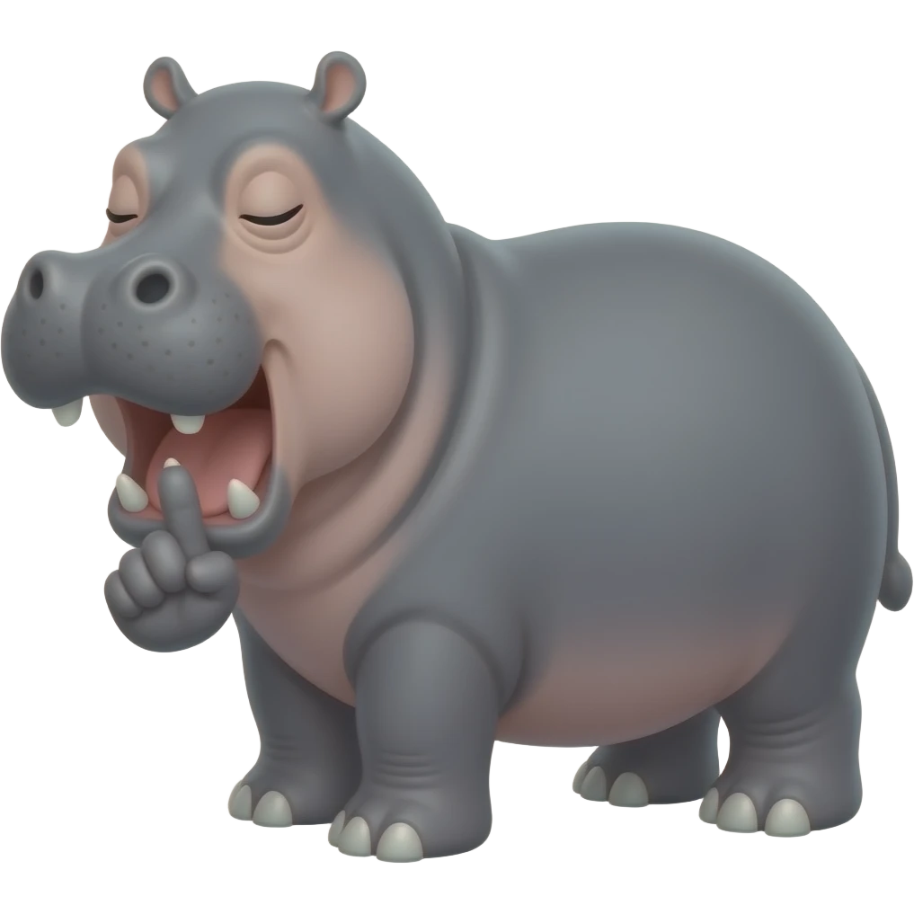 Бегемот спит с поднятым пальцем emoji