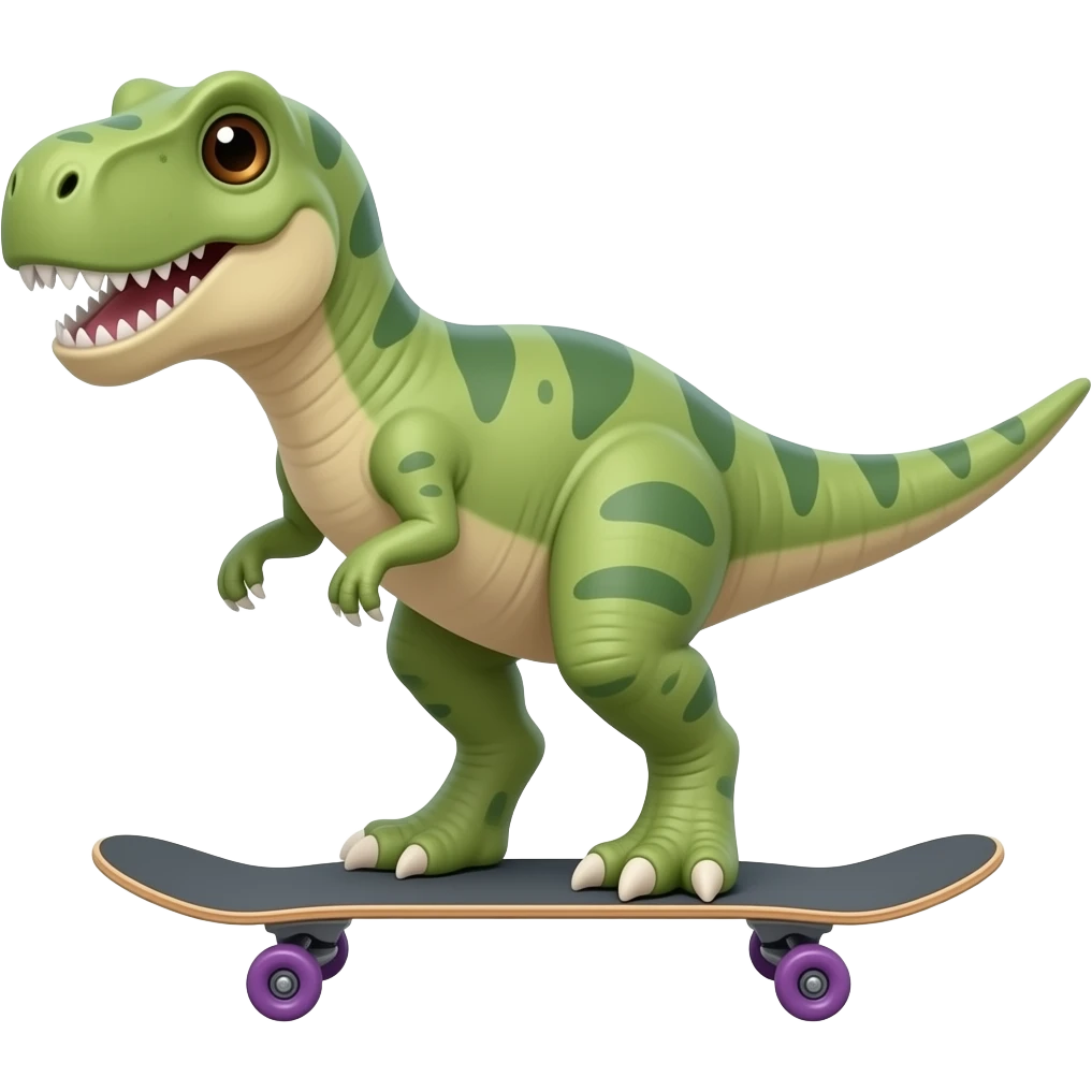 Dinosaur on a skateboard emoji