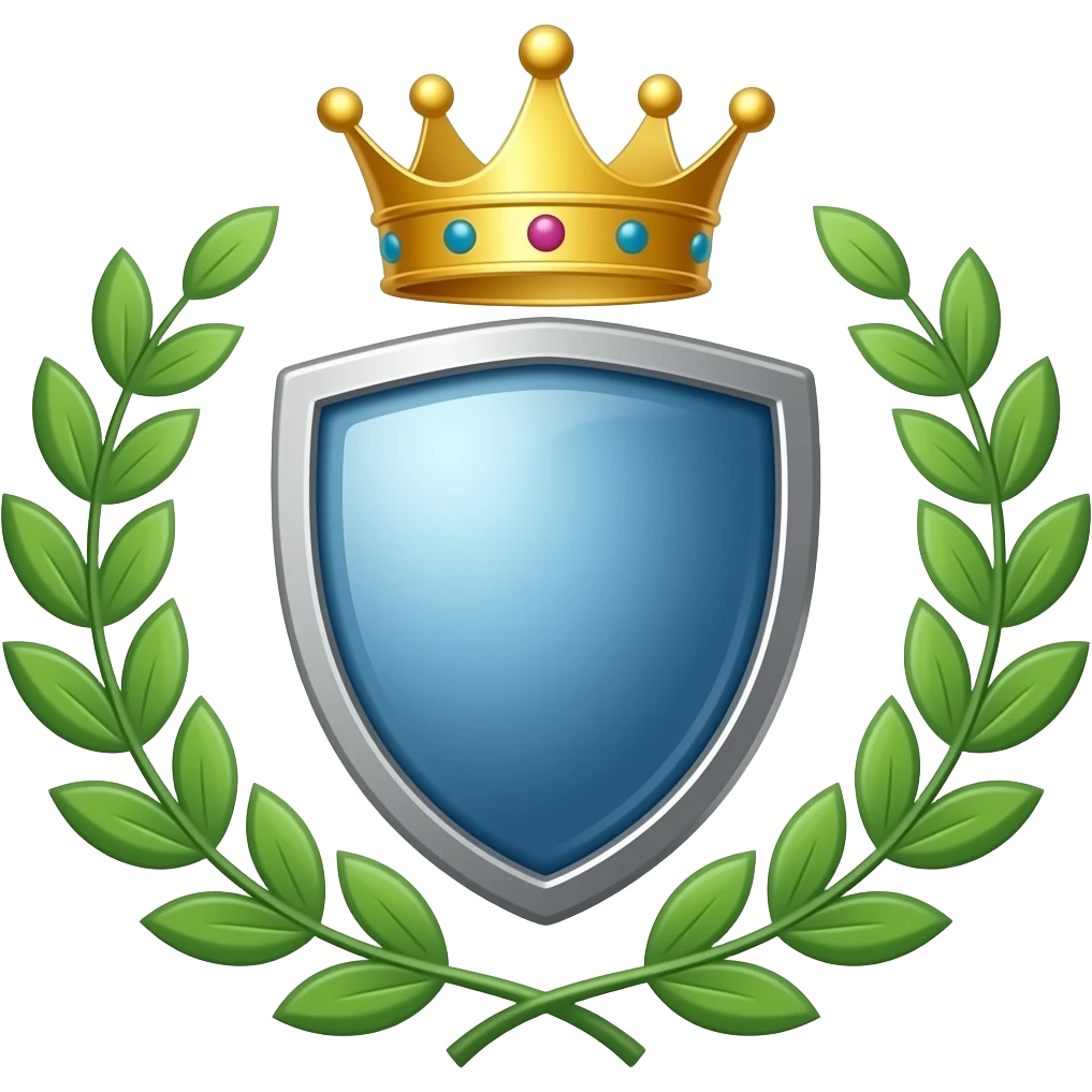 shield with a crown over it and a wreath surronding it emoji