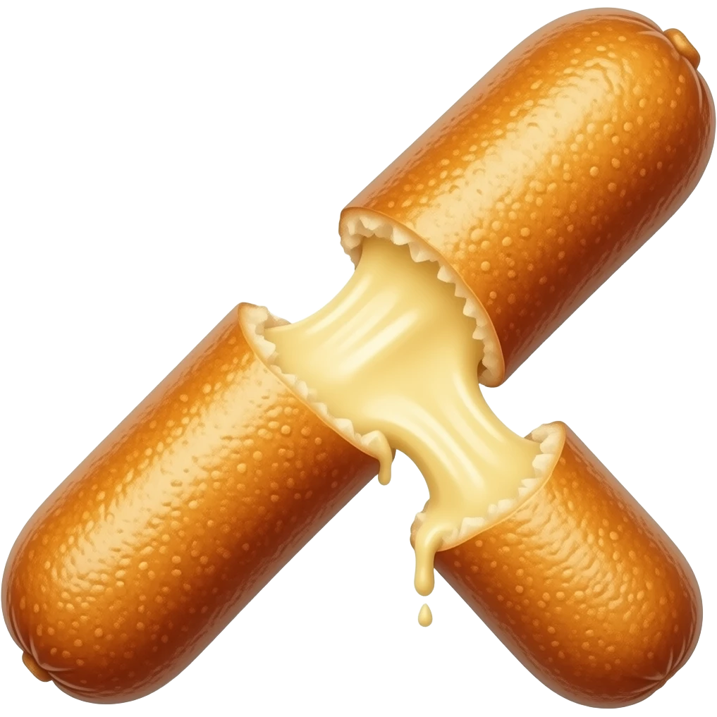 Mozarella stick cracked on center and cheese streaching emoji