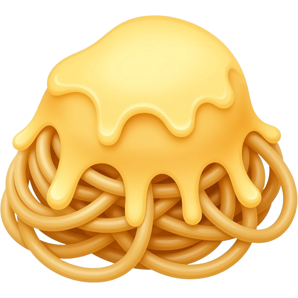Makaron świderki pokryty serem emoji