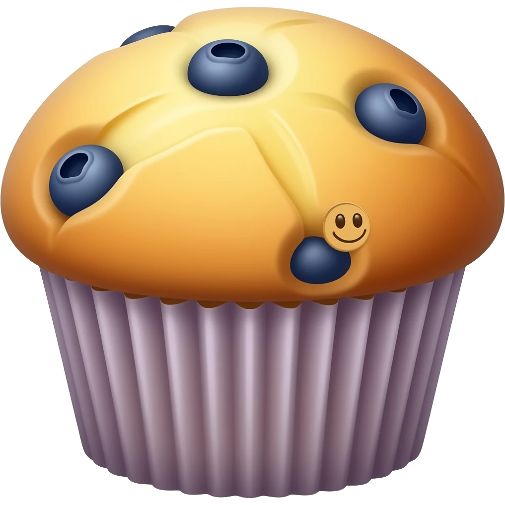 a Blueberry Muffin emoji with a little face not on the top. the wrapper. but delete the wrapper emoji