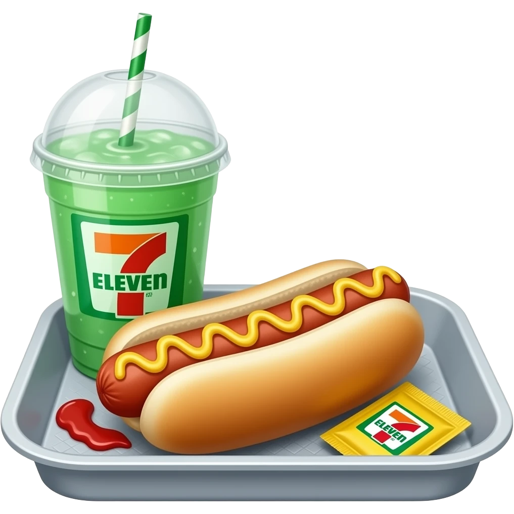 7 Eleven hotdogs and a slurpee emoji