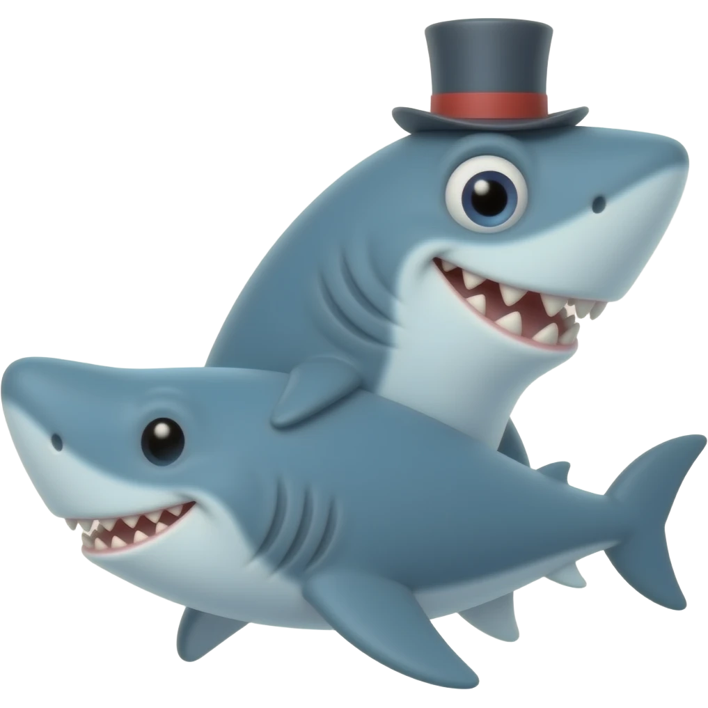 Shark with a top hat emoji