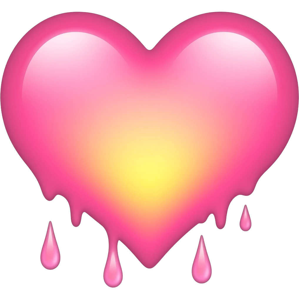 dripping bleeding pink heart glowing pink yellow warmth emoji