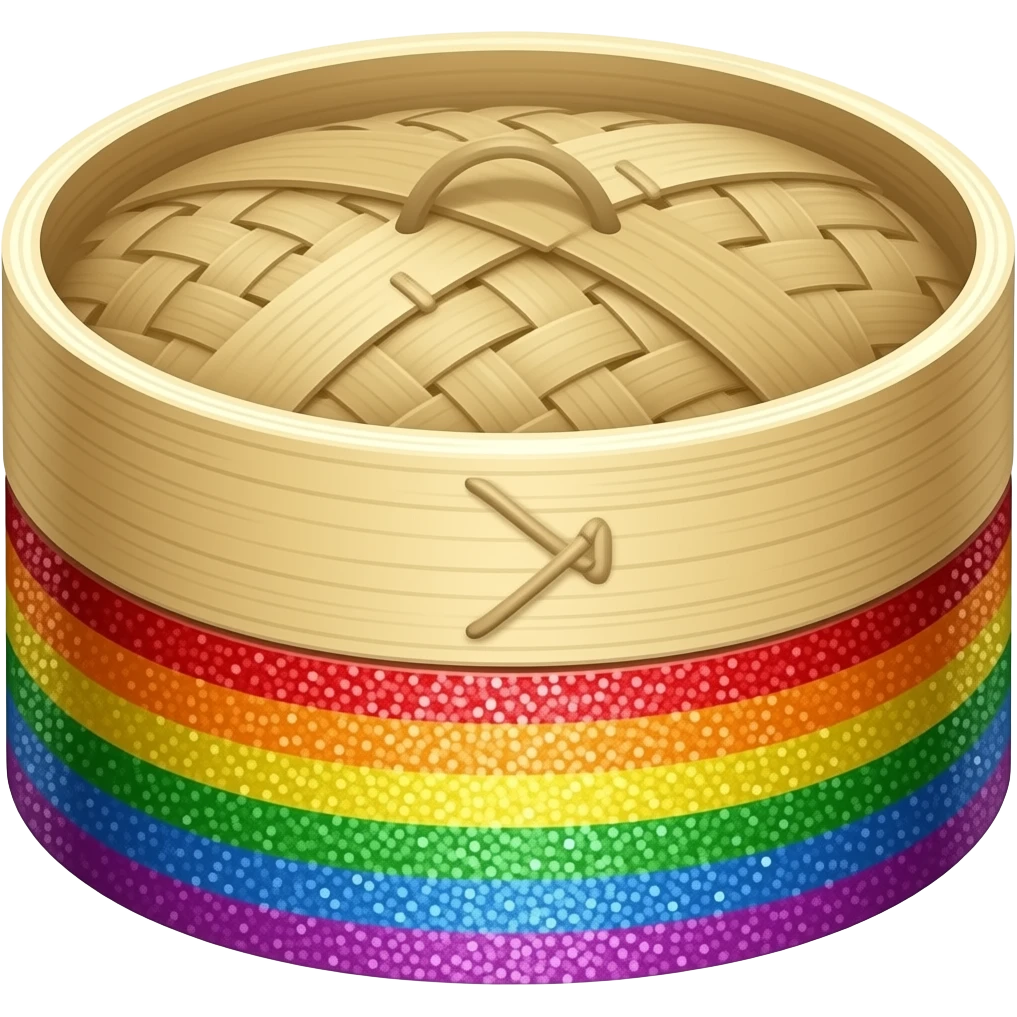rainbow glitter top and bottom bamboo steamer emoji