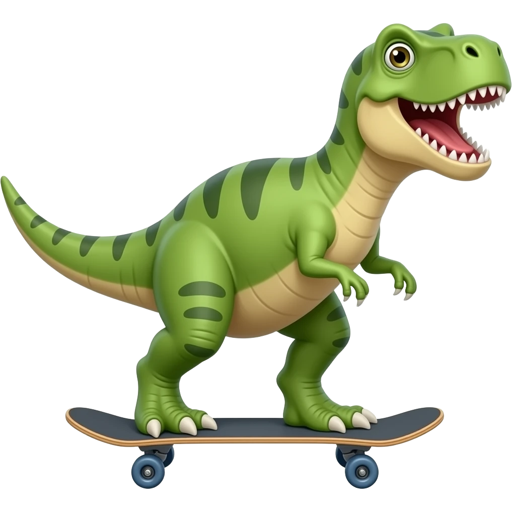 Dinosaur on a skateboard emoji