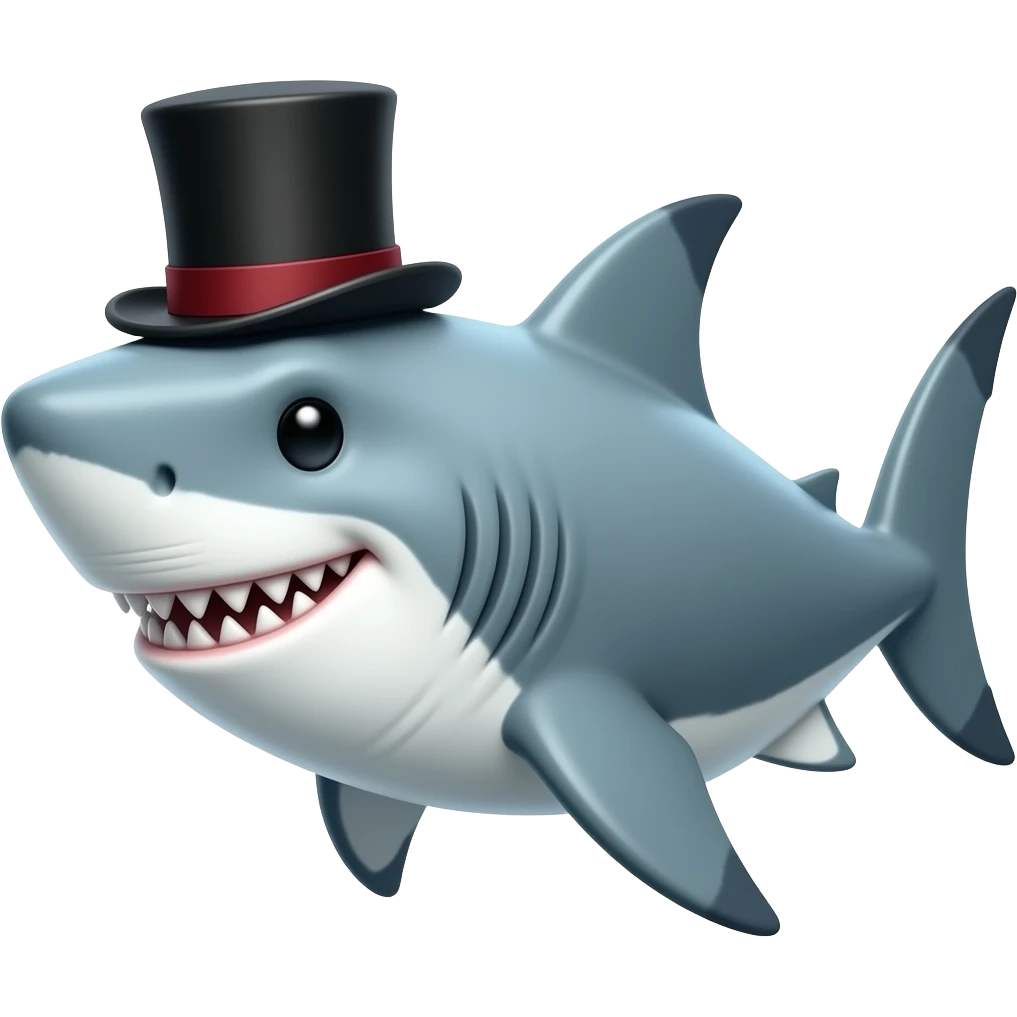Shark with a top hat emoji