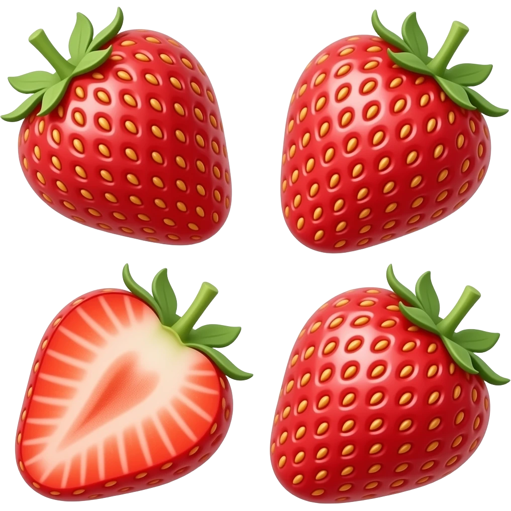 realistic five strawberries emoji