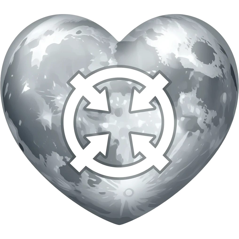 a heart shaped moon with circular repeat symbol with arrows emoji