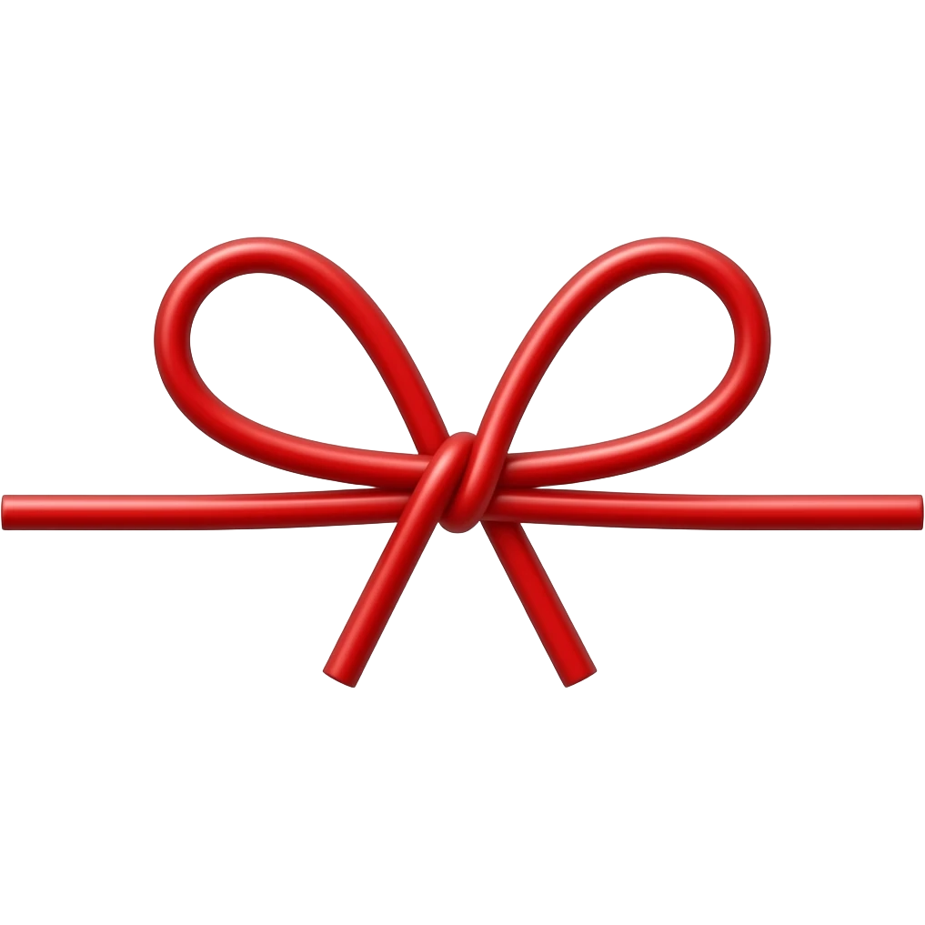 two lines of thin red string knotted together at the middle emoji
