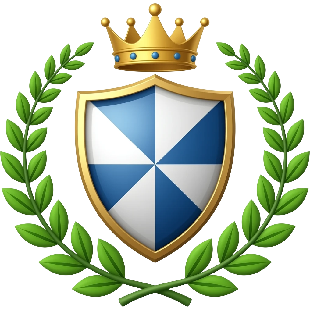 shield with a crown over it and a wreath surronding it emoji