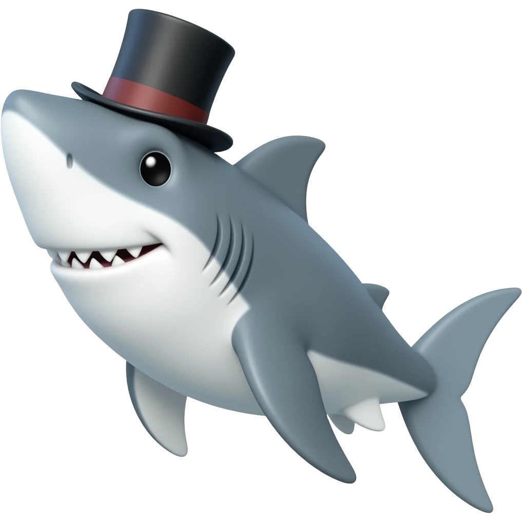 Shark with a top hat emoji
