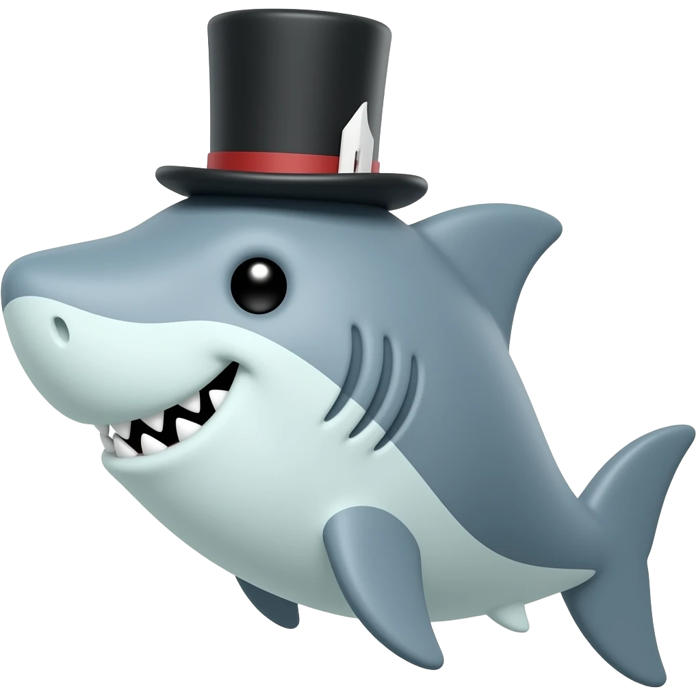 Shark with a top hat emoji