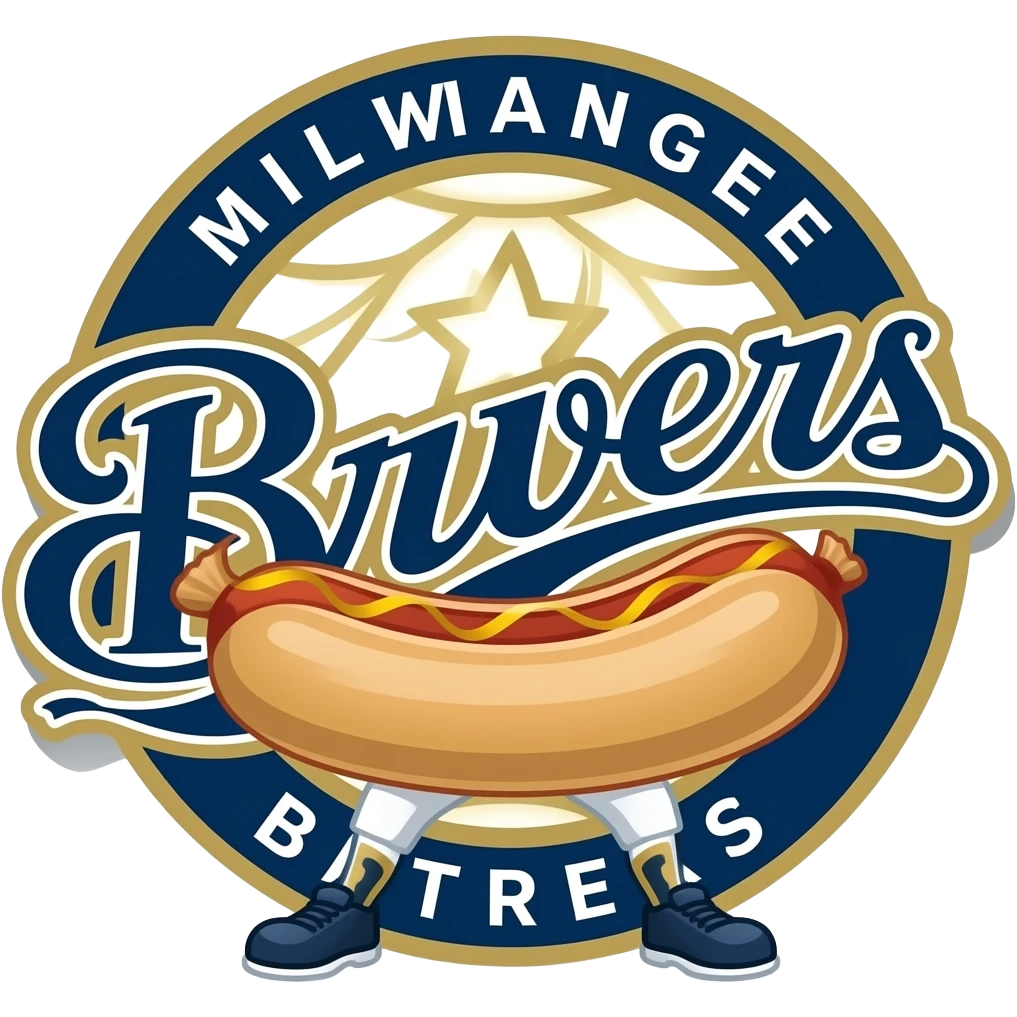 Milwaukee brewers logo with running sausage mascot emoji
